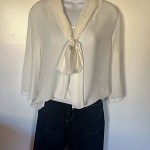 Meaneor Women’s White Blouse 3/4 Sleeve Women’s Size Large